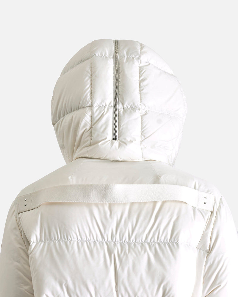 Rick Owens Men's Coat Moncler Hooded Cyclopic Coat in Milk