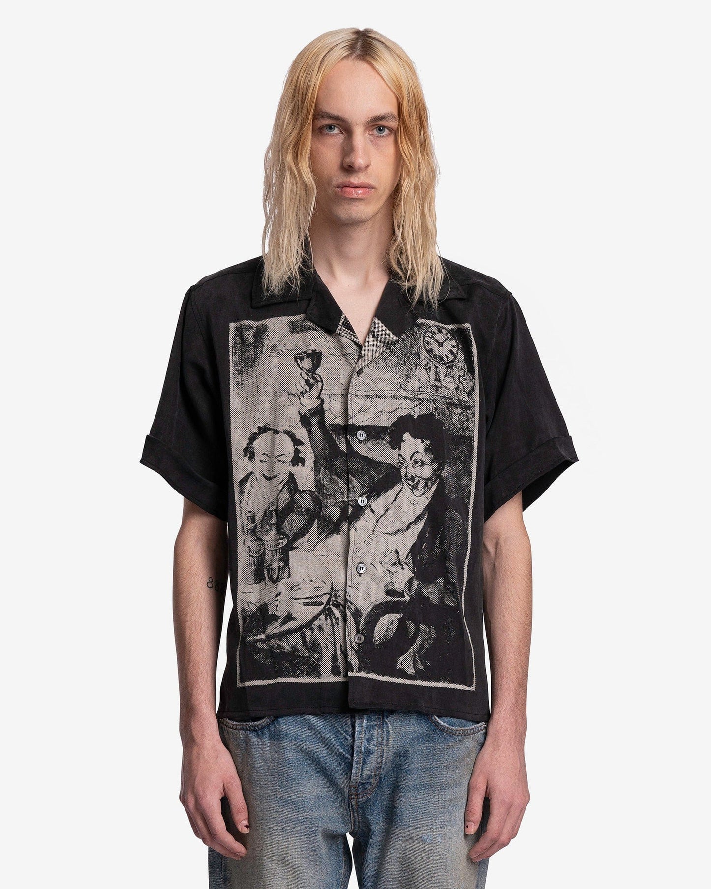 Enfants Riches Deprimes Men's Shirts Night/Mourning Short Sleeve Shirt in Black/White