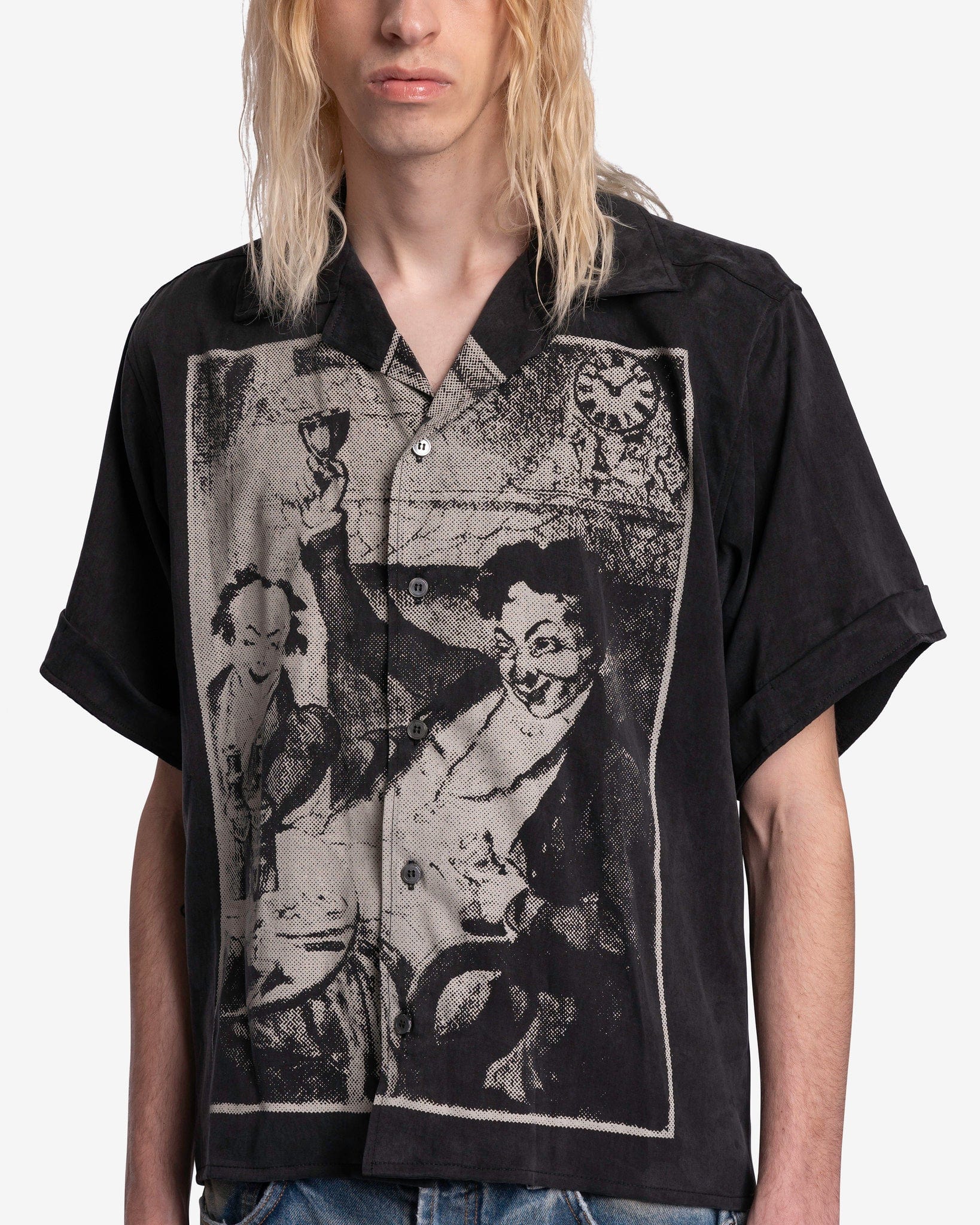 Enfants Riches Deprimes Men's Shirts Night/Mourning Short Sleeve Shirt in Black/White