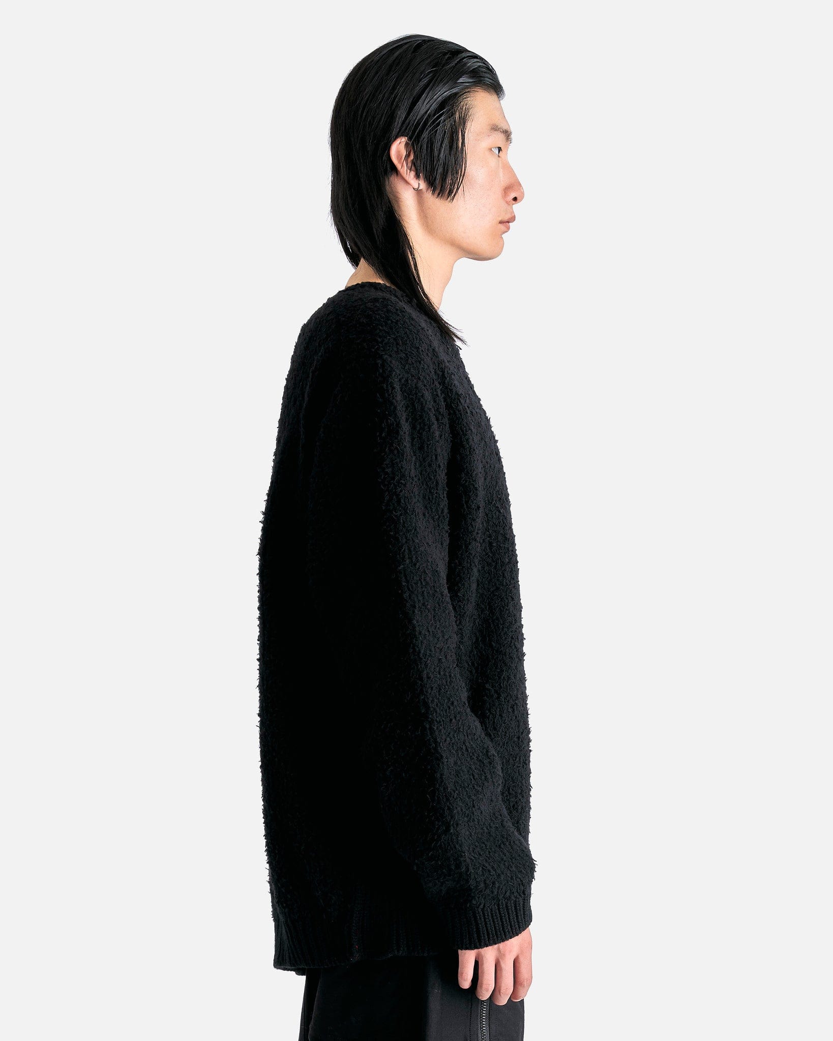 Yohji Yamamoto Pour Homme Men Sweaters 03 Notch Neck Side Rib in Black