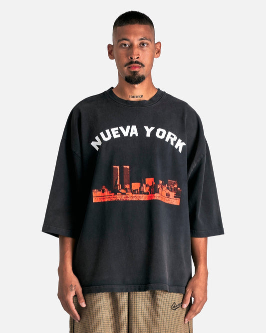 Willy Chavarria Men's T-Shirts "Nueva York" S/S Buffalo Tee in Washed Black