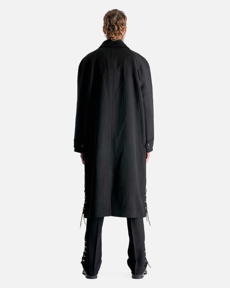 NAMACHEKO Men's Coat Nuku Overcoat in Black Stripe