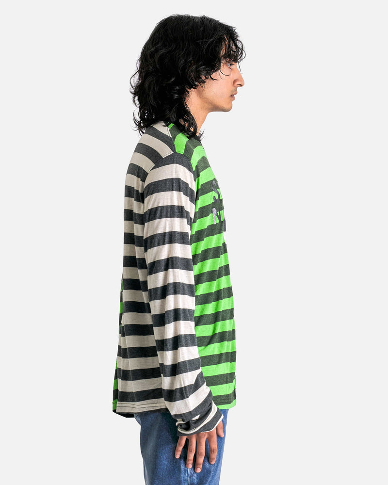 Satoshi Nakamoto Men's T-Shirts Offset Stripe Logo Longsleeve in Multicolor Stripe