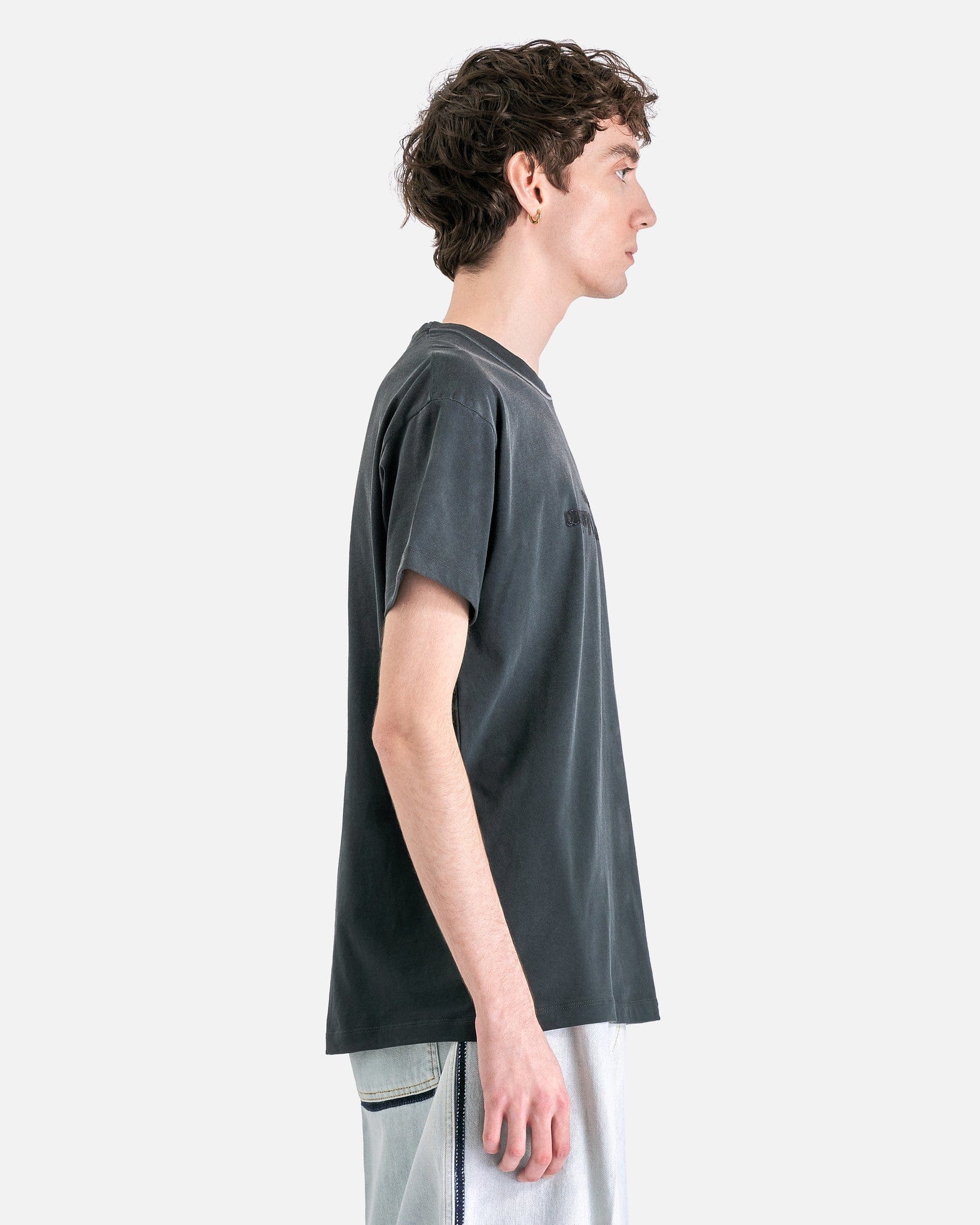 Overdyed Treatment Logo T Shirt in Washed Black