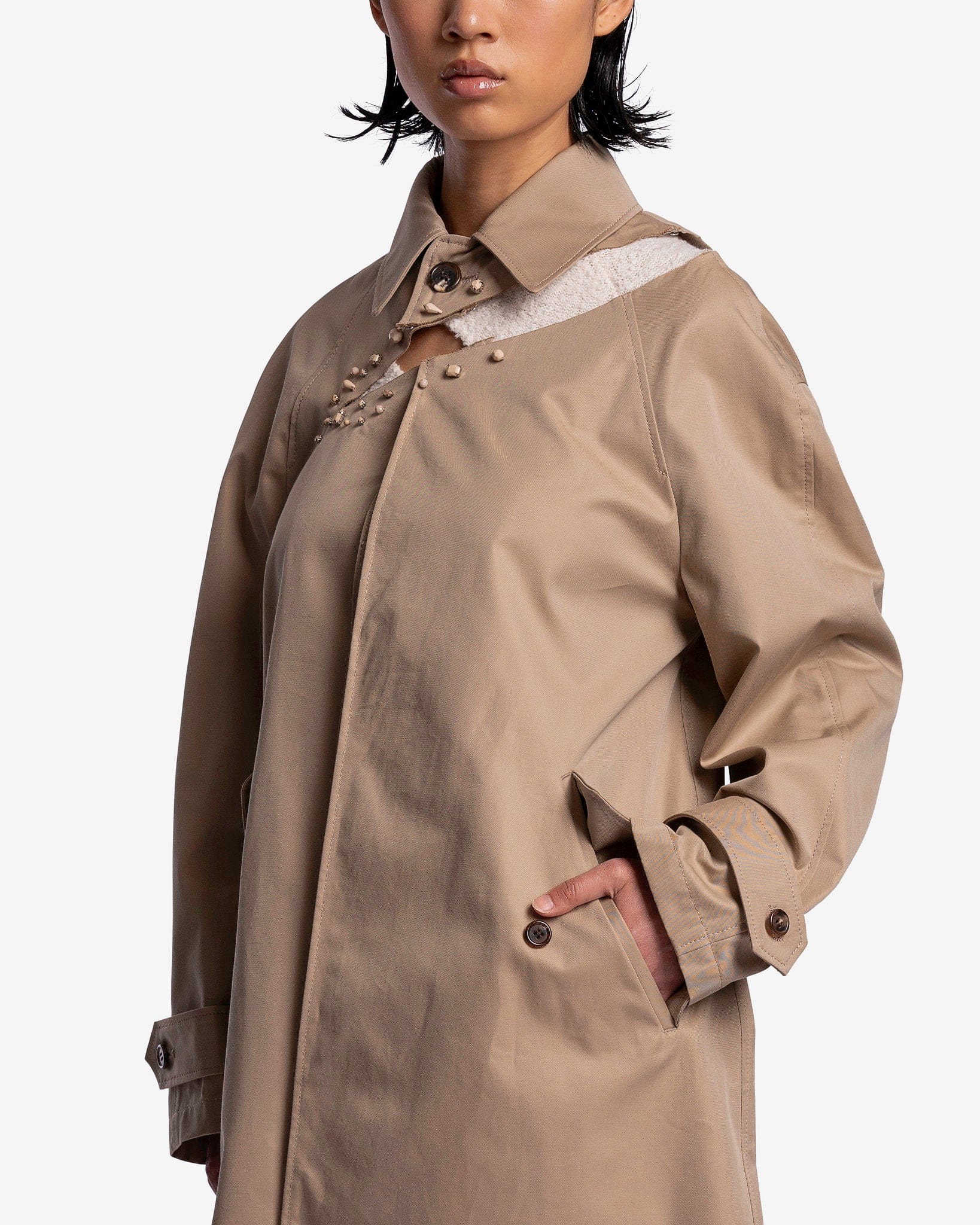 Women's Paneled Coat in Beige