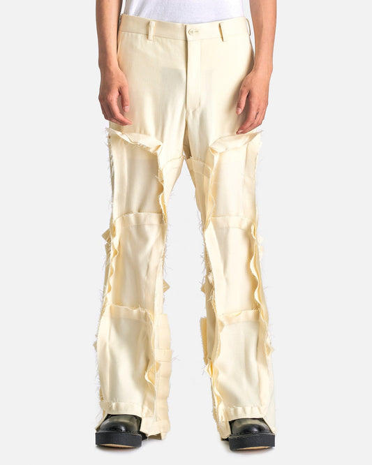 Comme des Garcons HOMME PLUS Men's Pants Paneled Wool-Blend Pants in Cream