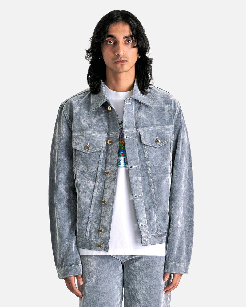 Casablanca Men's Jackets Peach Denim Jacket in Aqua Blue