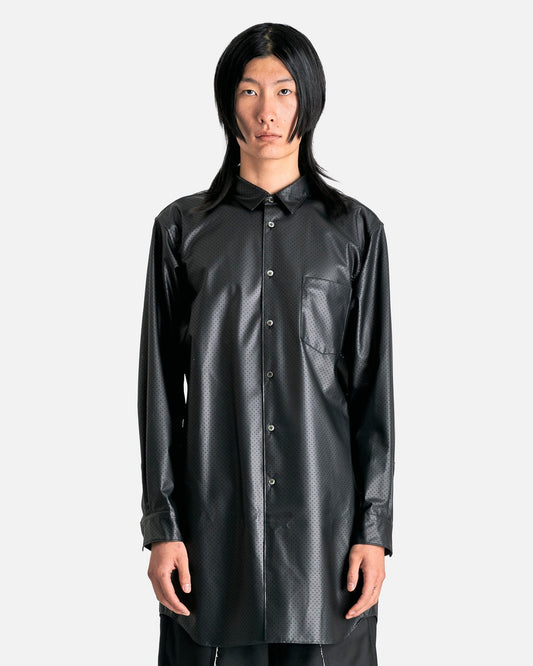 Comme des Garcons HOMME PLUS Men's Shirts Perforated Faux-Leather Shirt in Black