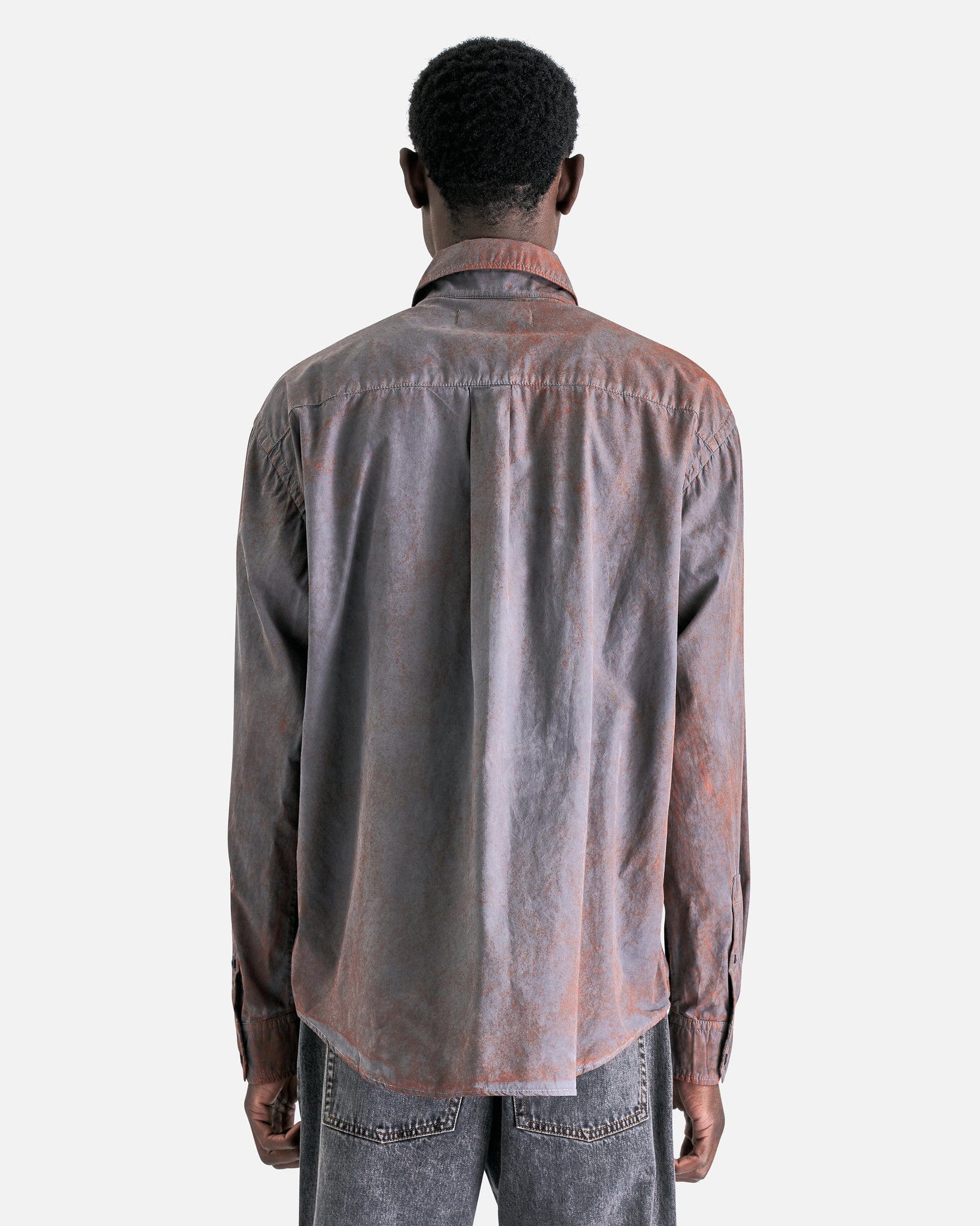 Y/Project Men's Shirts Pinched Logo Overshirt in Rust/Grey