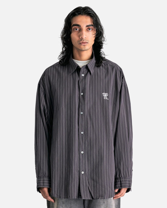 Acne Studios Men's Shirts Pinstripe Button-Up Shirt in Black/White