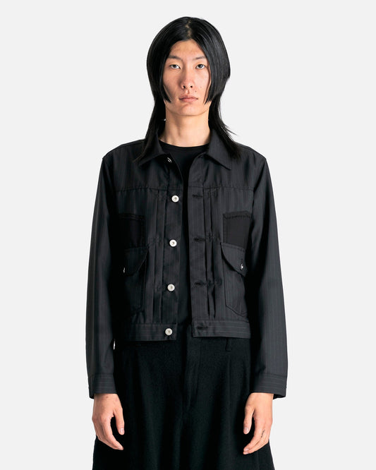 BLACK Comme des Garçons Men's Jackets Pinstripe Trucker Jacket in Back/White