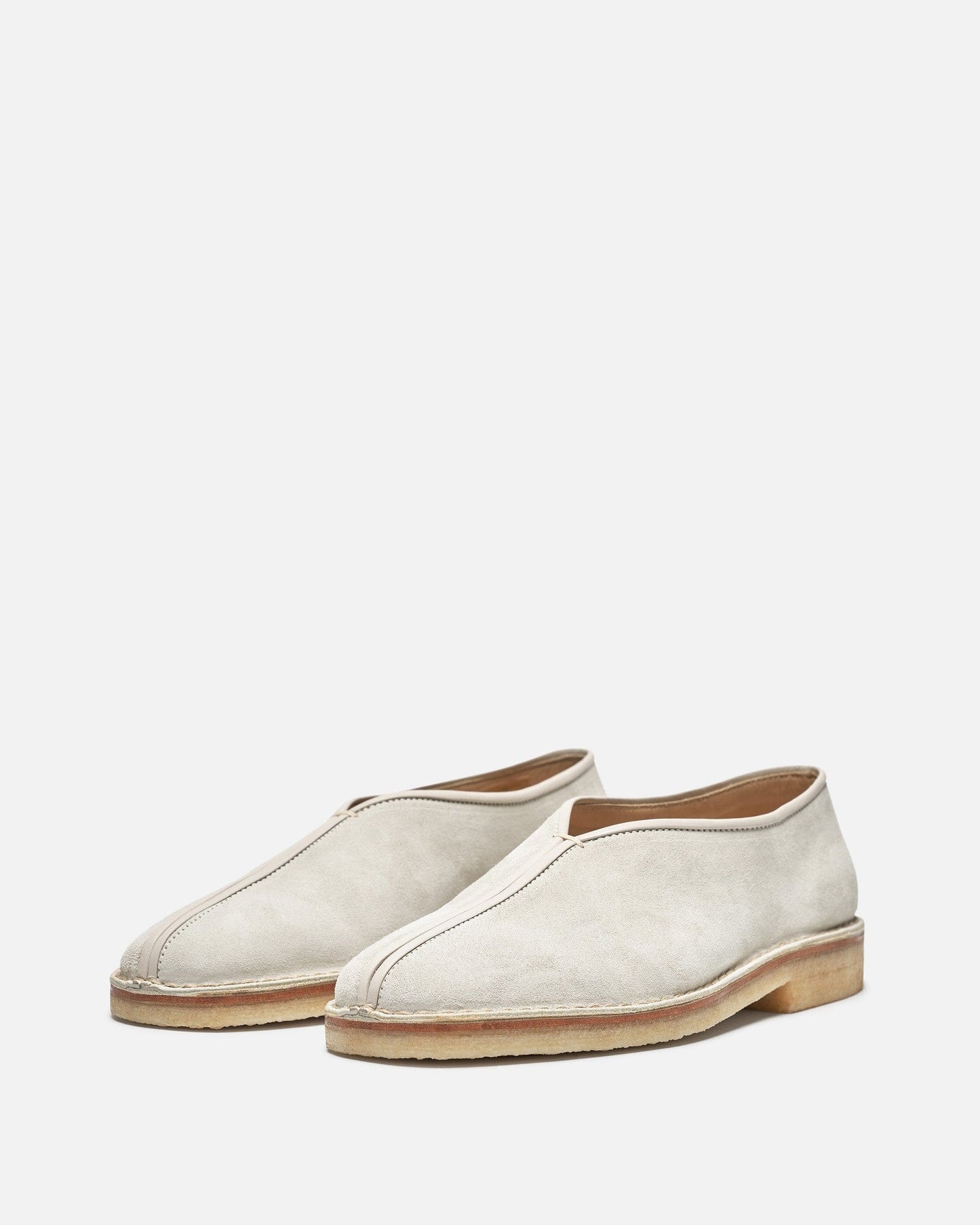 LEMAIRE Men's Shoes Piped Crepe Slippers in Light Pelican Grey