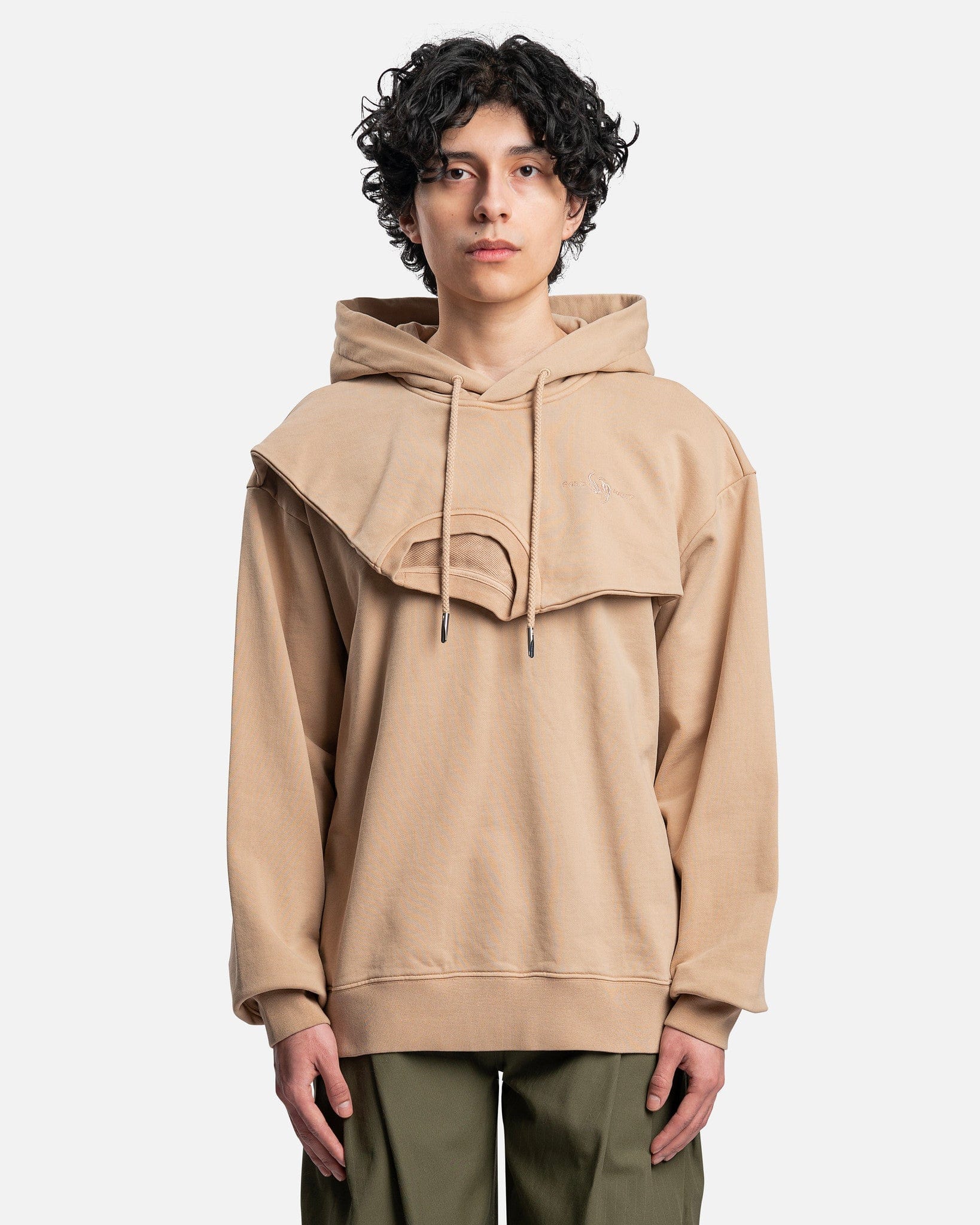 Plant Dye Double Collar Hoodie in Khaki – SVRN