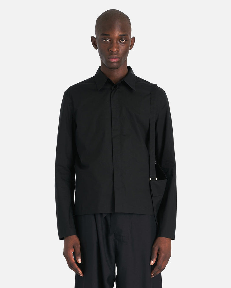 MM6 Maison Margiela Men's Shirts Poplin Pouch Shirt in Black