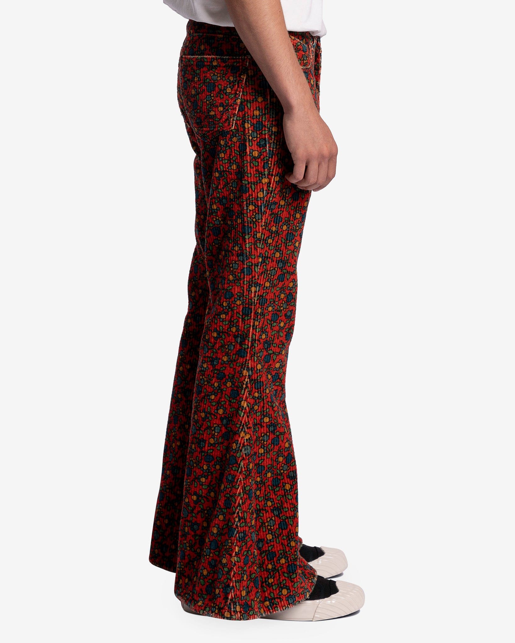 Printed Corduroy Flared Woven Pants in Folksy Flowers