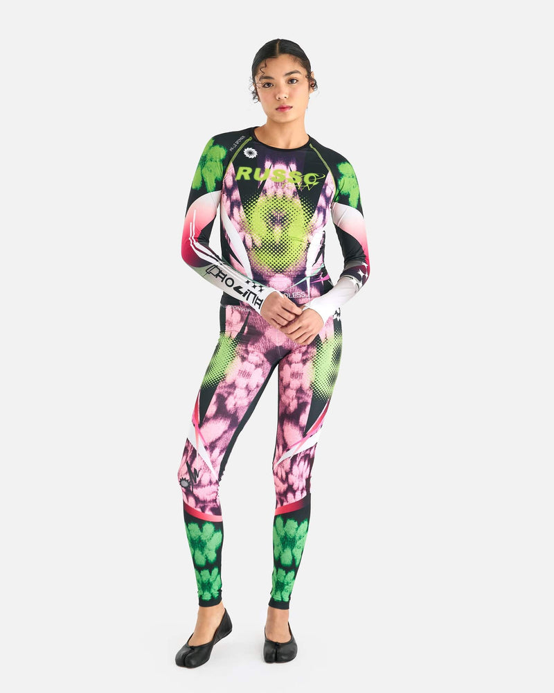 Printed Long-Sleeve Top in Pink/Black/Green