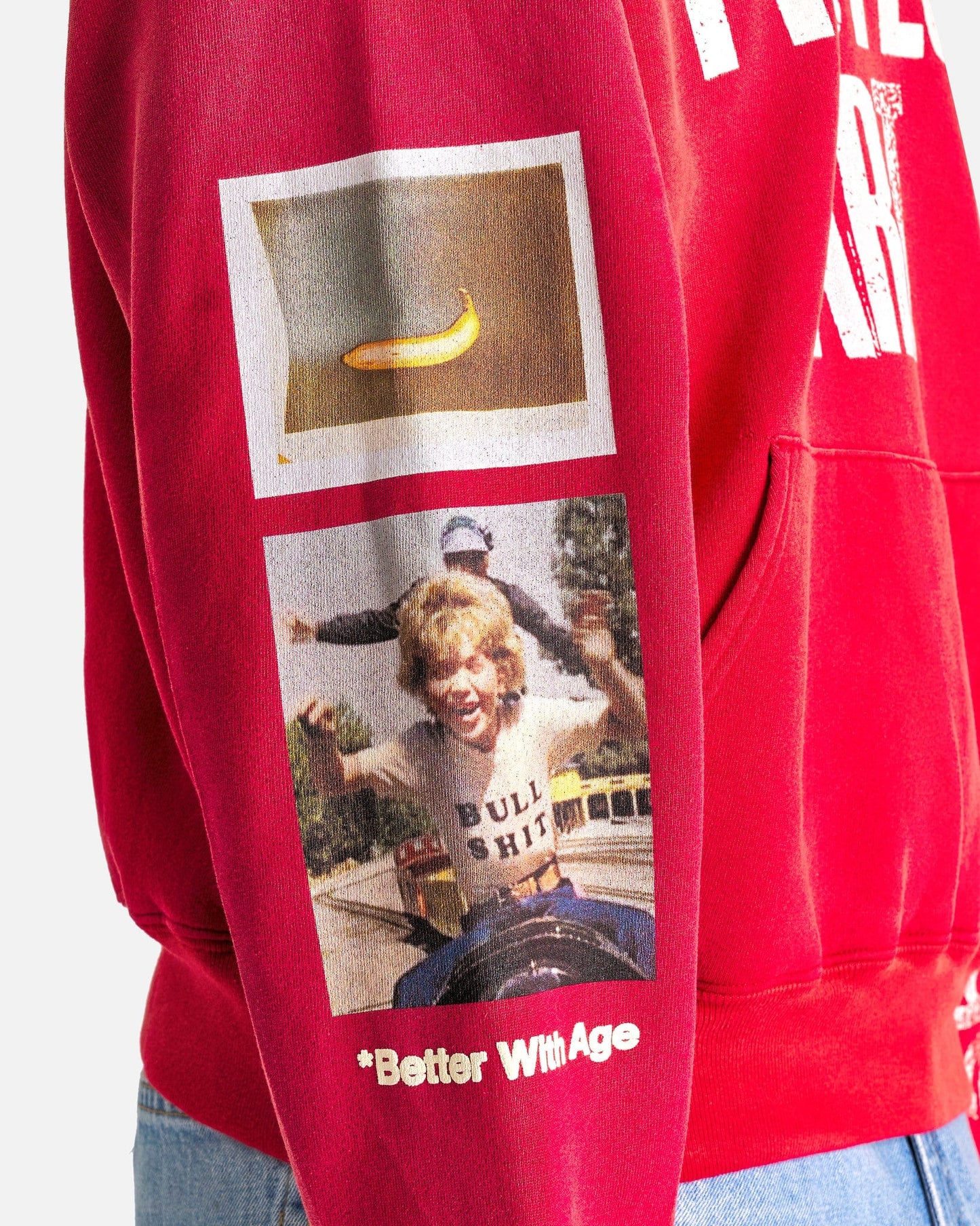 Better With Age Men Sweaters Protest Art Hoodie in Red