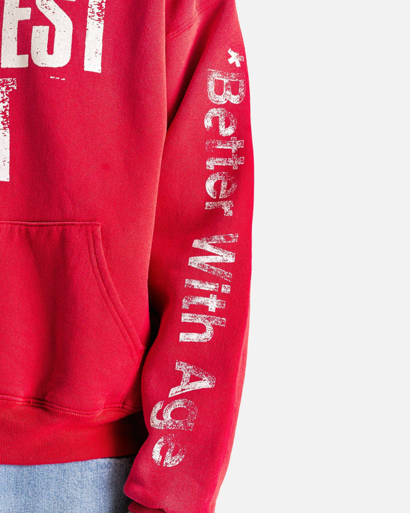 Better With Age Men Sweaters Protest Art Hoodie in Red