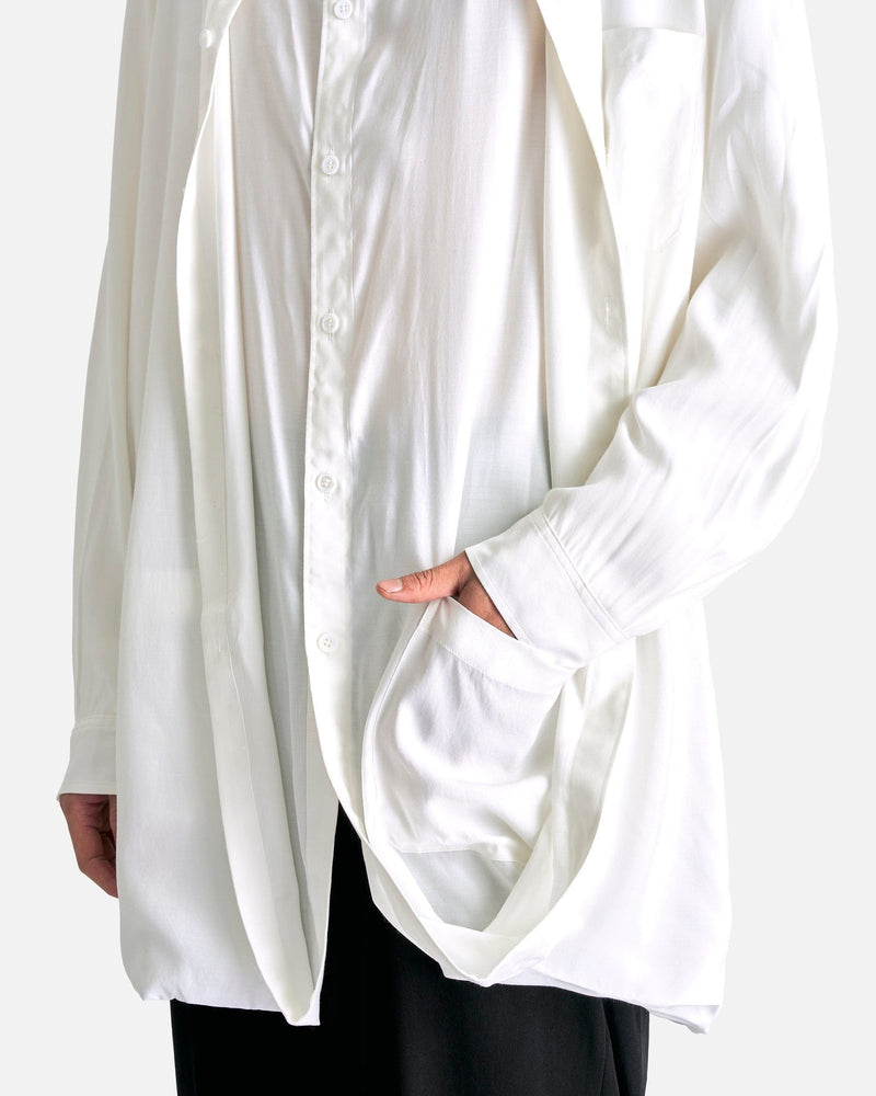 Yohji Yamamoto Pour Homme Men's Shirts R-Double Hem Shirt in White