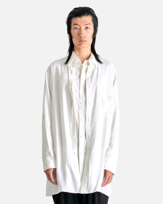 Yohji Yamamoto Pour Homme Men's Shirts R-Double Hem Shirt in White