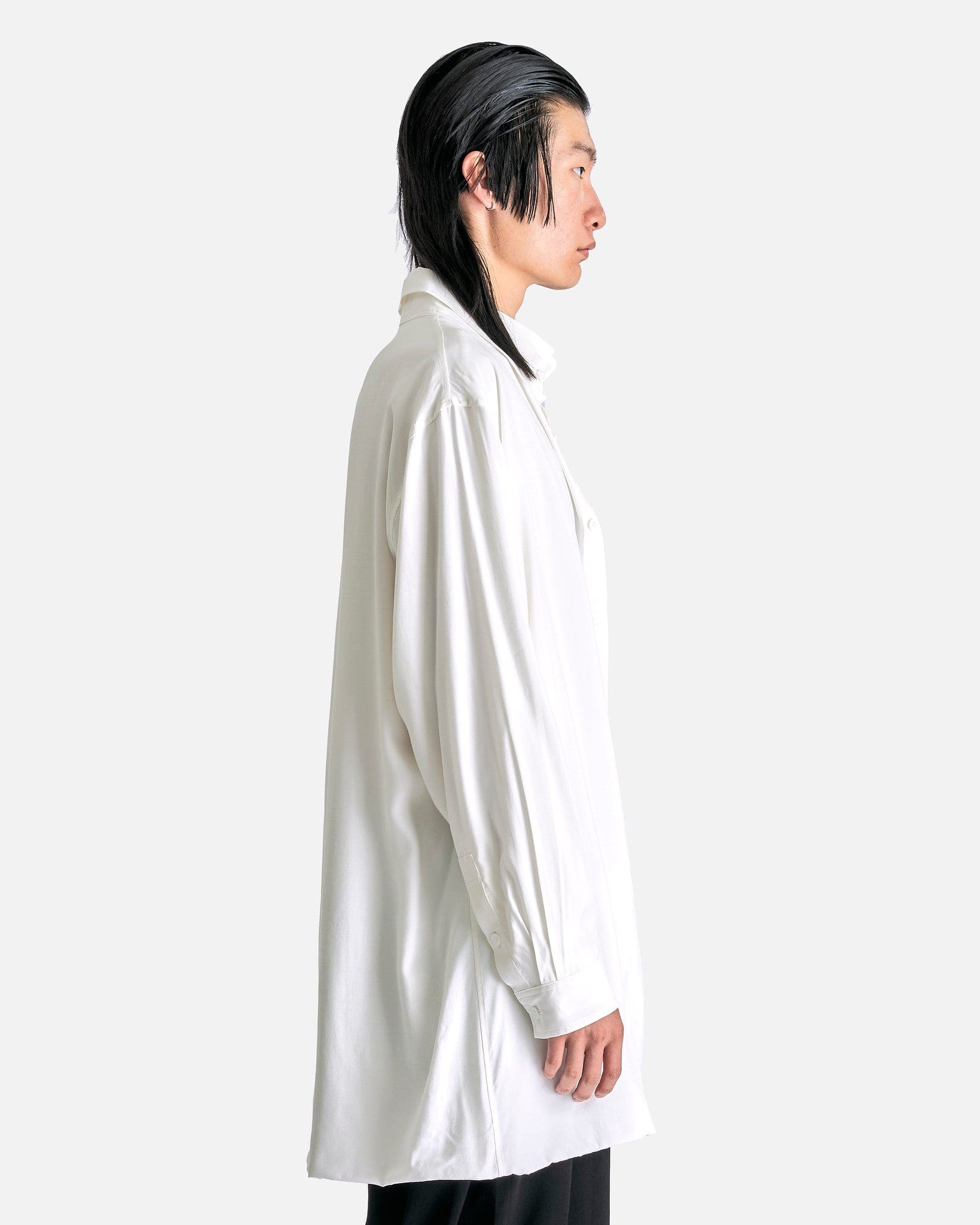 Yohji Yamamoto Pour Homme Men's Shirts R-Double Hem Shirt in White