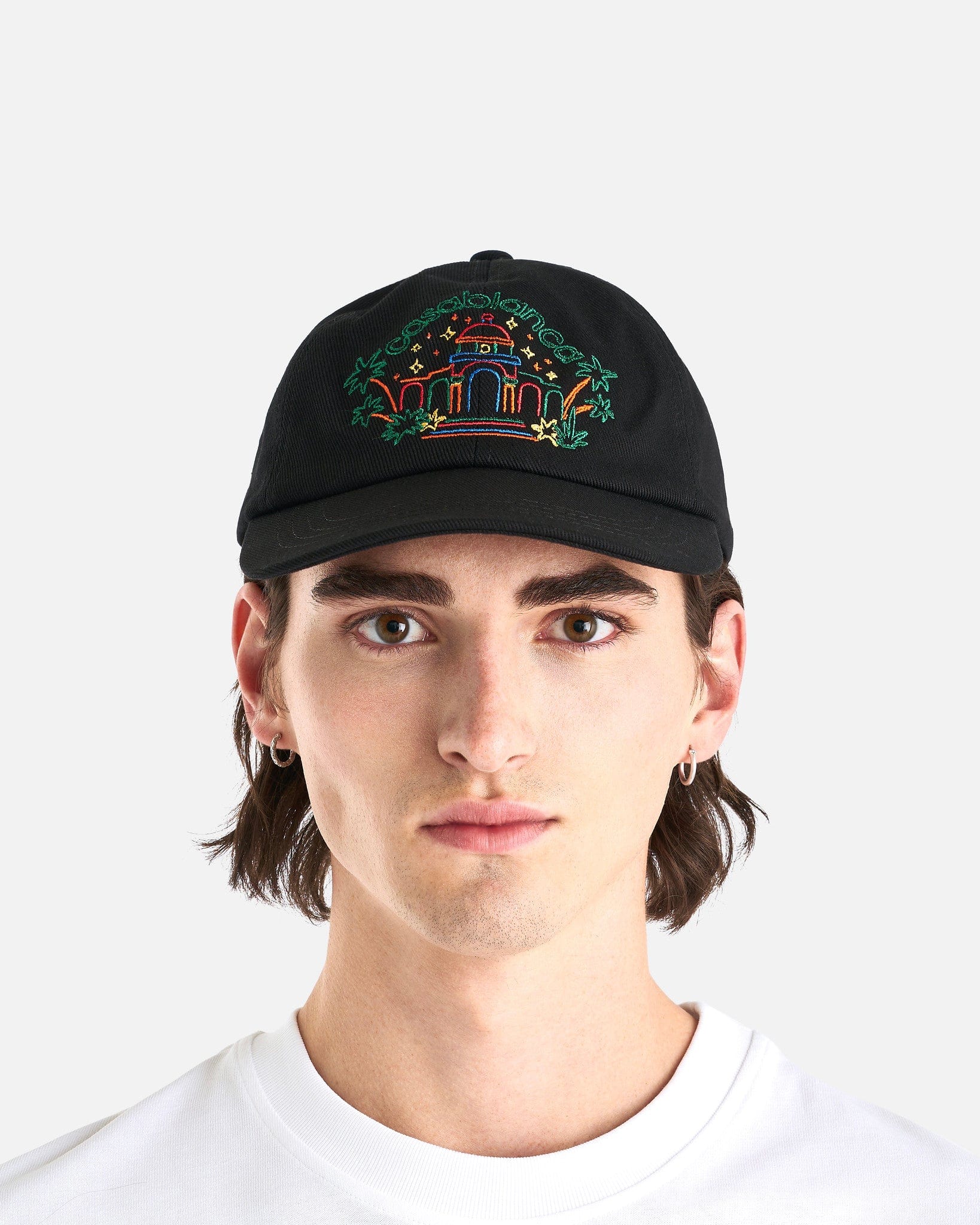 Casablanca Men's Hats O/S Rainbow Crayon Temple Embroidered Cap in Black