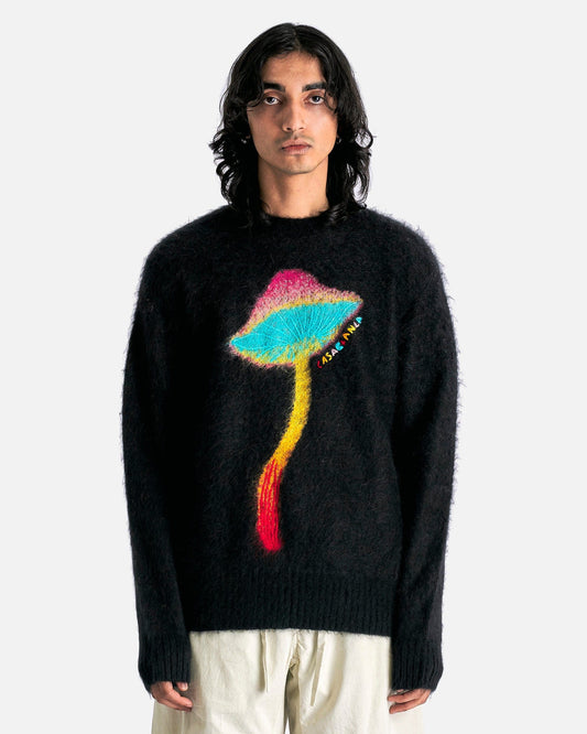 Casablanca Men's Sweater Rainbow Mushroom Mohair Jumper in Black