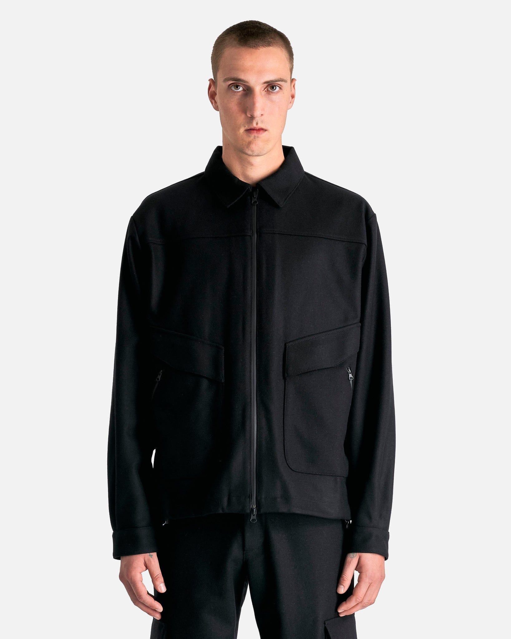 GR10K Men's Jackets Recycled Wool Cloth French Boissoin in Black