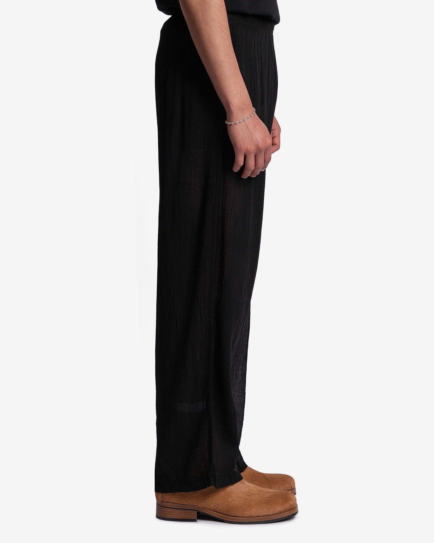 Our Legacy Men's Pants Reduced Trouser in Black Rayon Plait