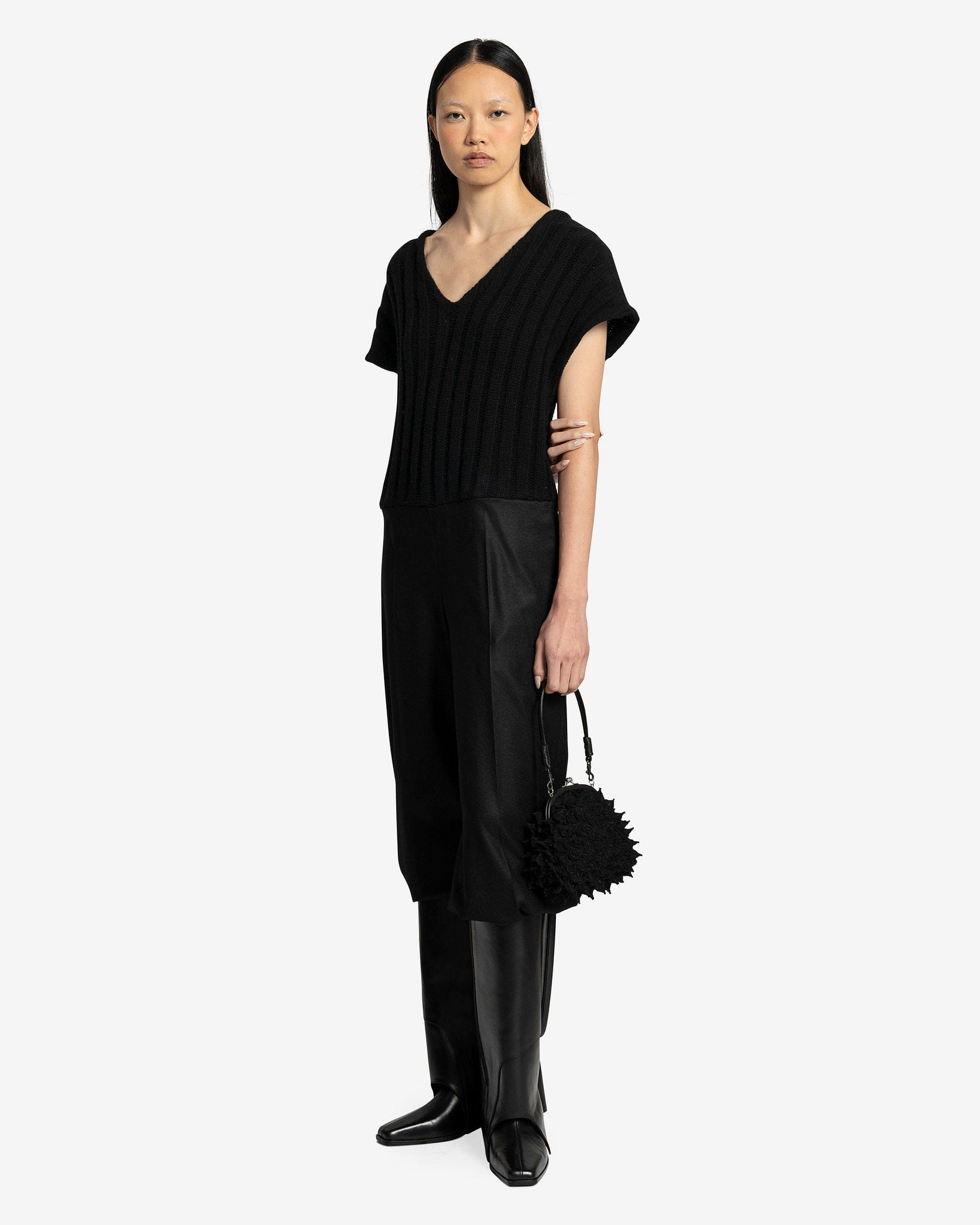 UNDERCOVER Women Tops Rib Knit Paneled One-Piece in Black