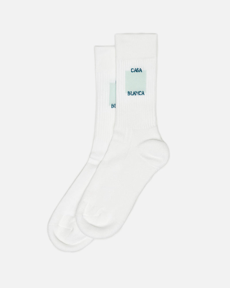 Casablanca Men's Socks Ribbed Sport Sock in Casa Logo Misty Jade