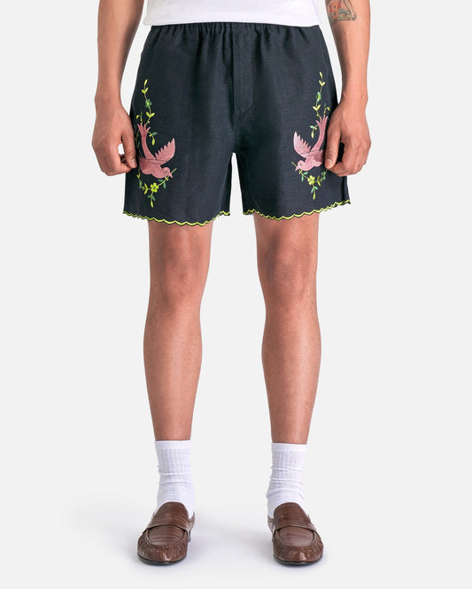 Bode Men's Shorts Rosefinch Shorts in Black