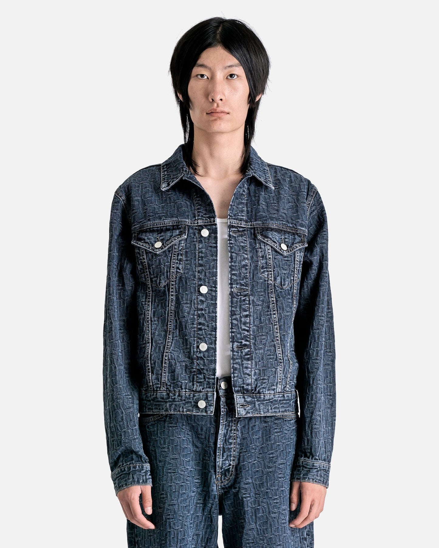 Acne Studios Men's Jackets Rye Monogram Denim Jacket in Blue/Black