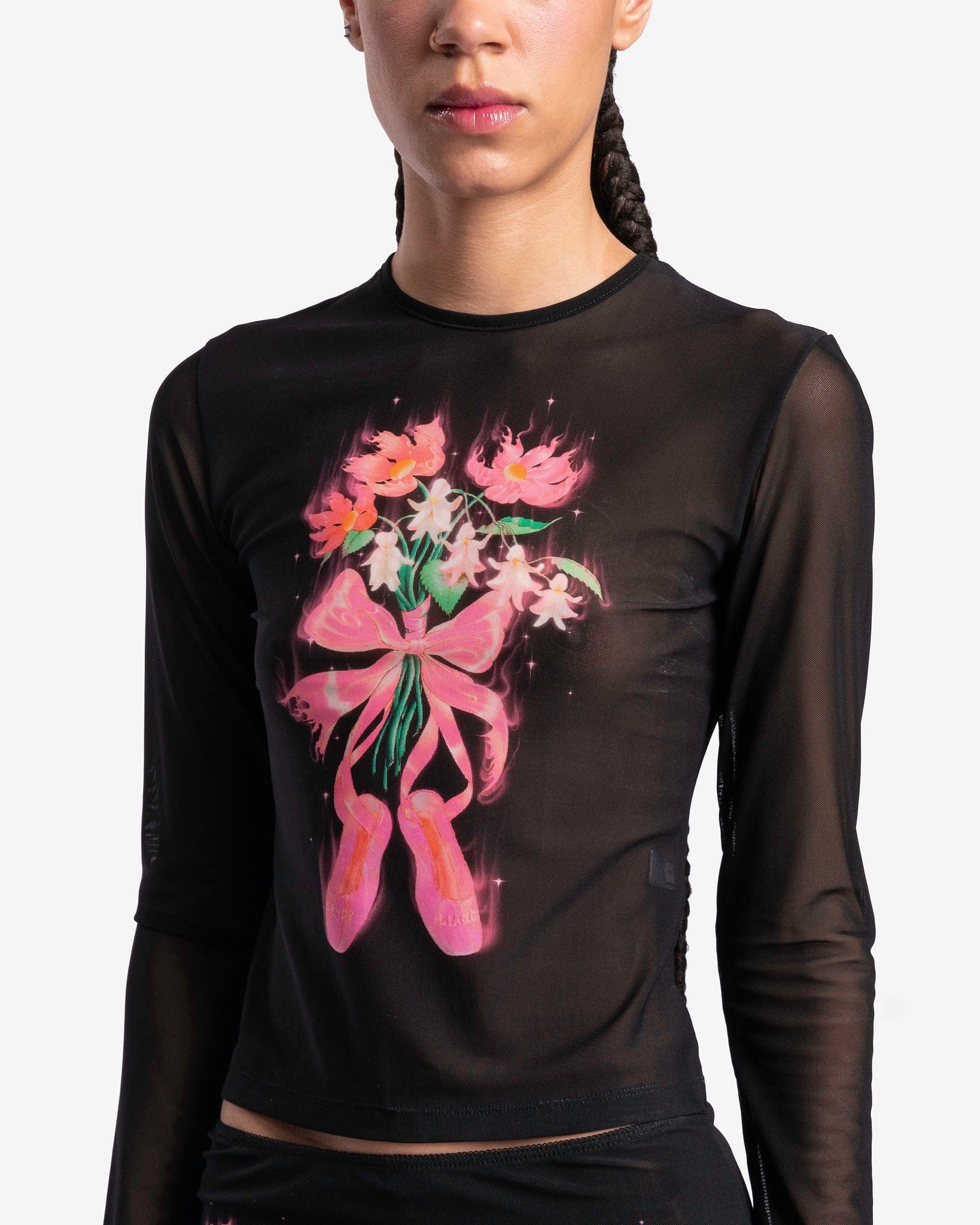 Sandy Liang Women Tops Scoby Top in Ballet Print Black