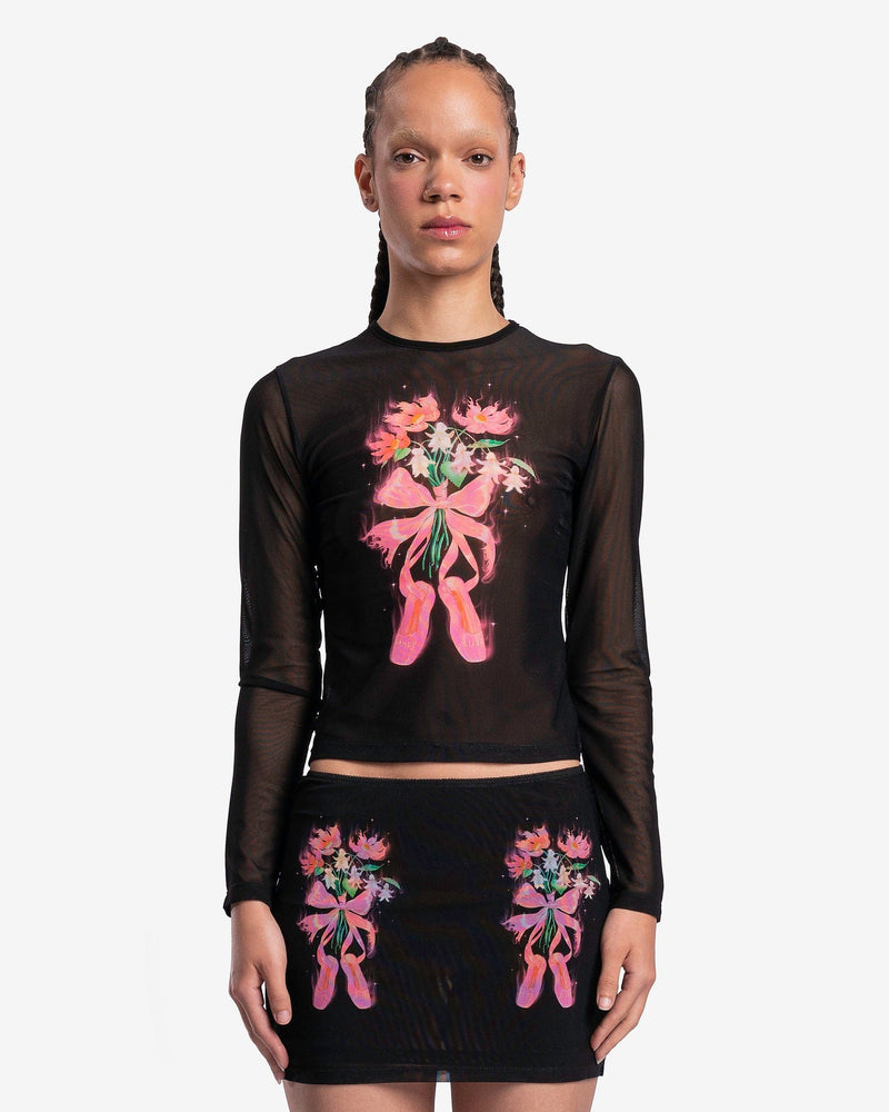 Sandy Liang Women Tops Scoby Top in Ballet Print Black