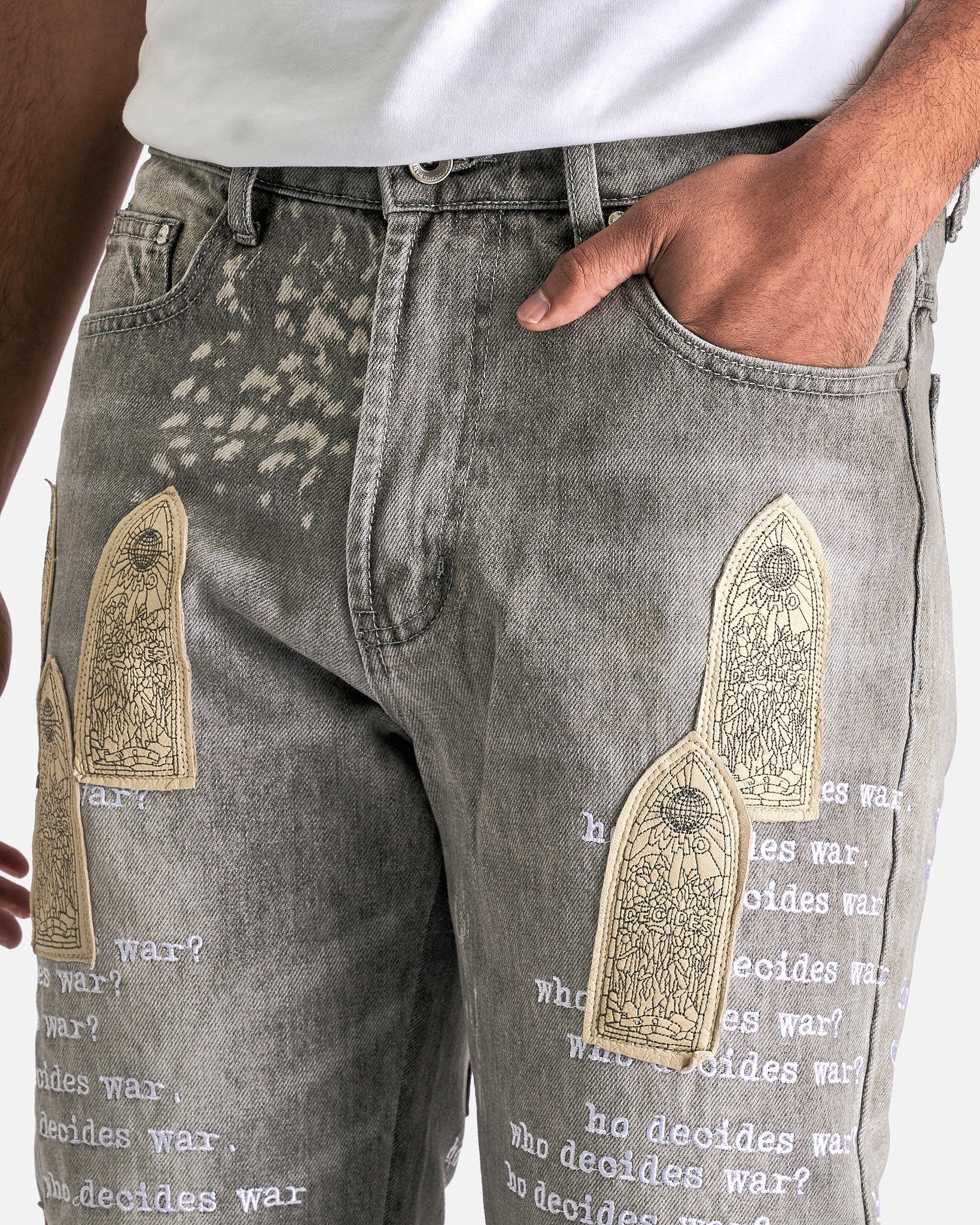 Who Decides War Men's Jeans Scripture Denim in Vintage Grey