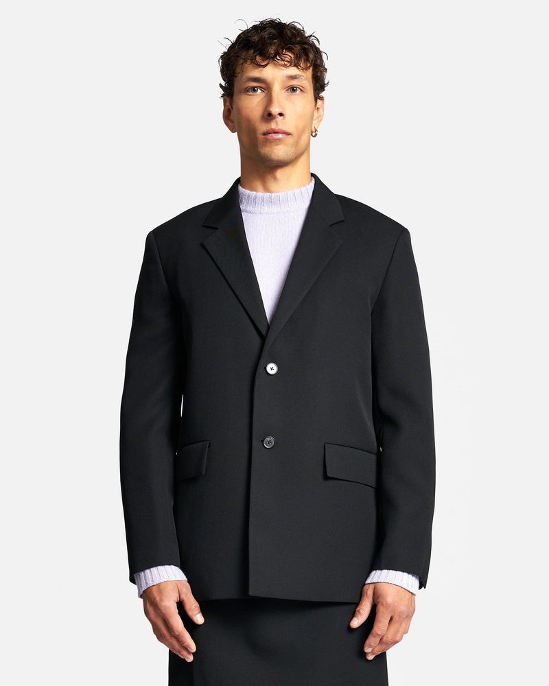 Sharp Wool Gabardine Jacket in Black