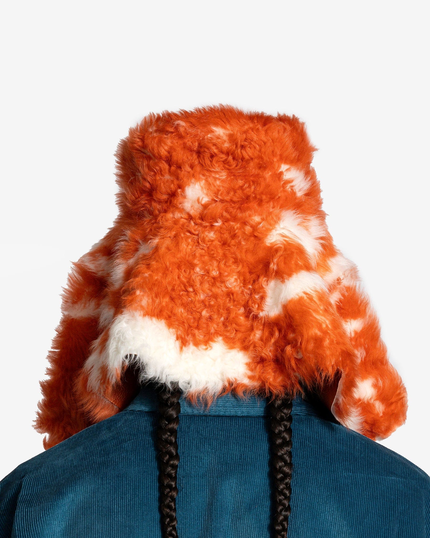 Marni Men's Hats Shearling Trapper Hat in Sun Orange