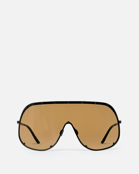 Rick Owens Eyewear OS Shield Sunglasses in Black/Flash Gold