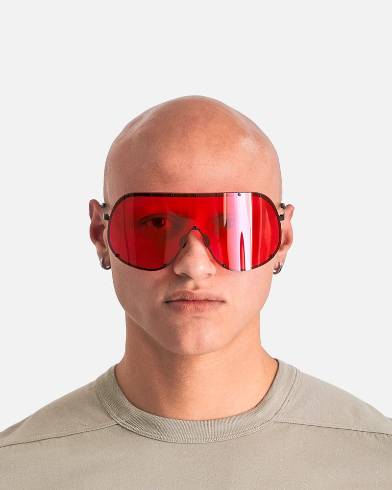 Rick Owens Eyewear OS Shield Sunglasses in Black/Red