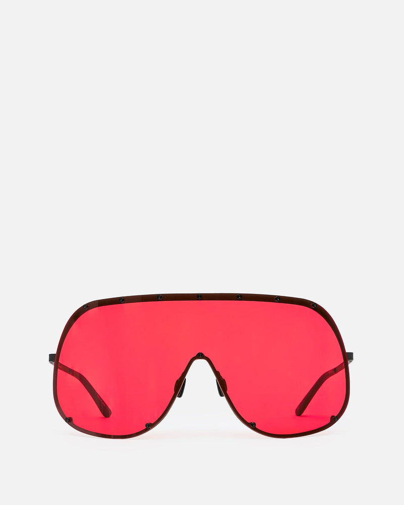 Rick Owens Eyewear OS Shield Sunglasses in Black/Red