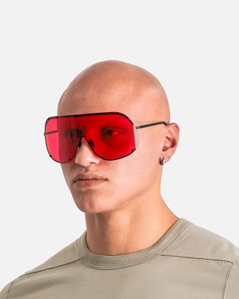 Rick Owens Eyewear OS Shield Sunglasses in Black/Red