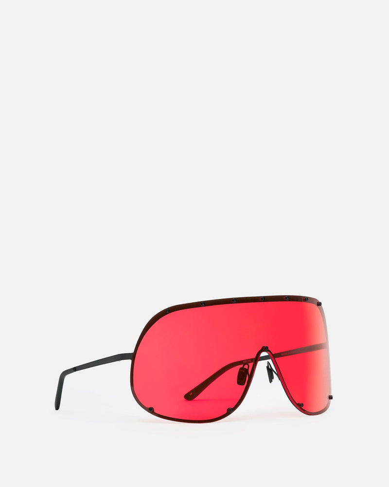 Rick Owens Eyewear OS Shield Sunglasses in Black/Red