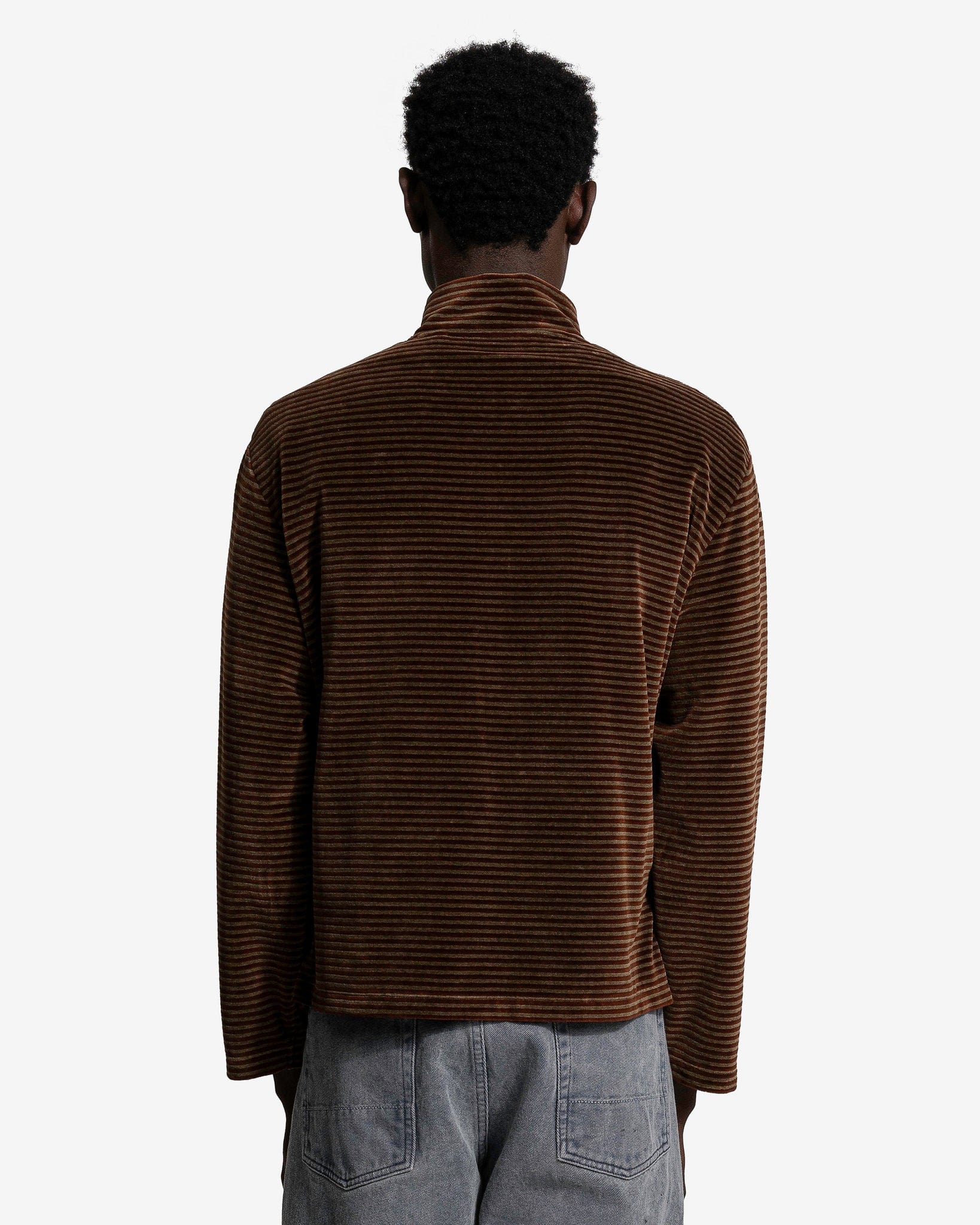 Shrunken Full-Zip Polo in Scoobie Stripe Velour