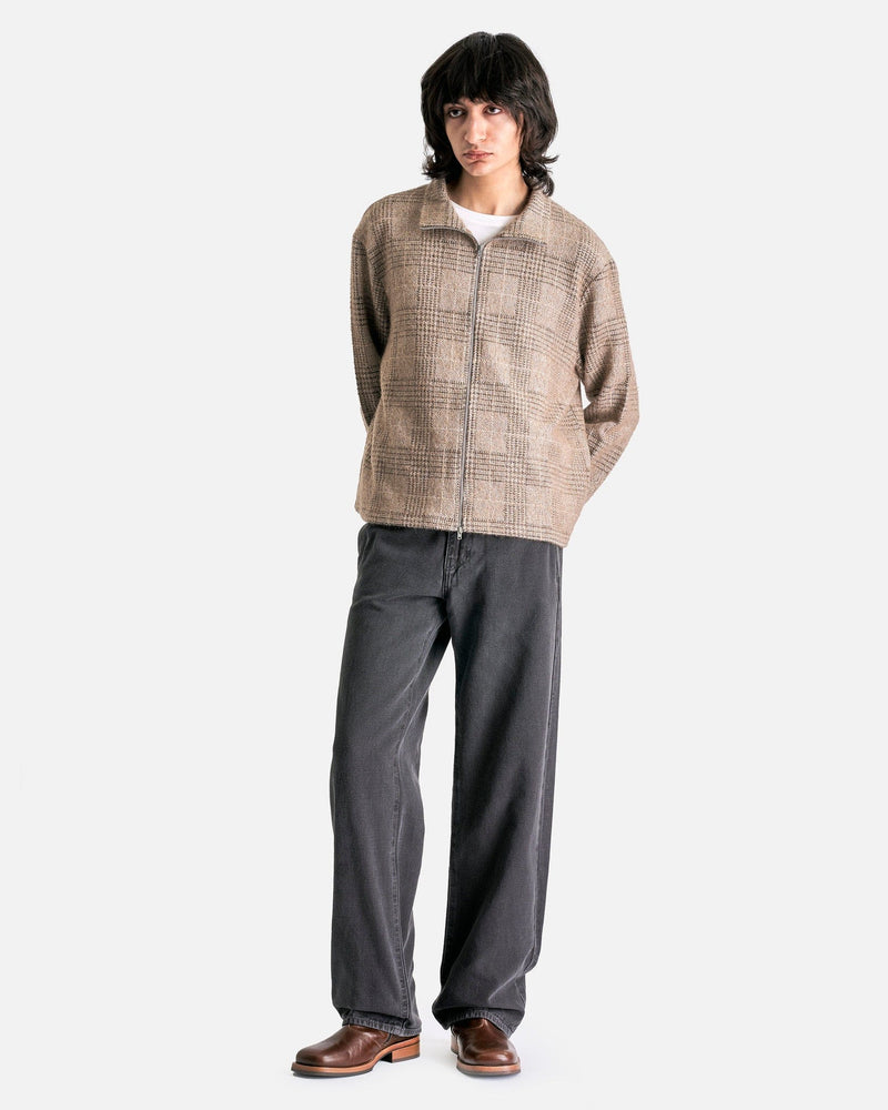 Our Legacy Men's Tops Shrunken Fullzip Polo in Beige Hound Check