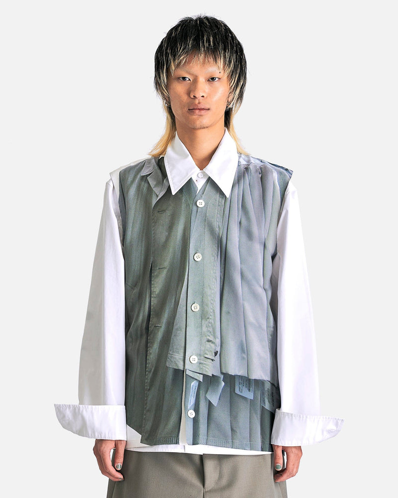 Comme des Garcons HOMME PLUS Men's Shirts Sleeveless Superimposed Button-Up Shirt in Multi