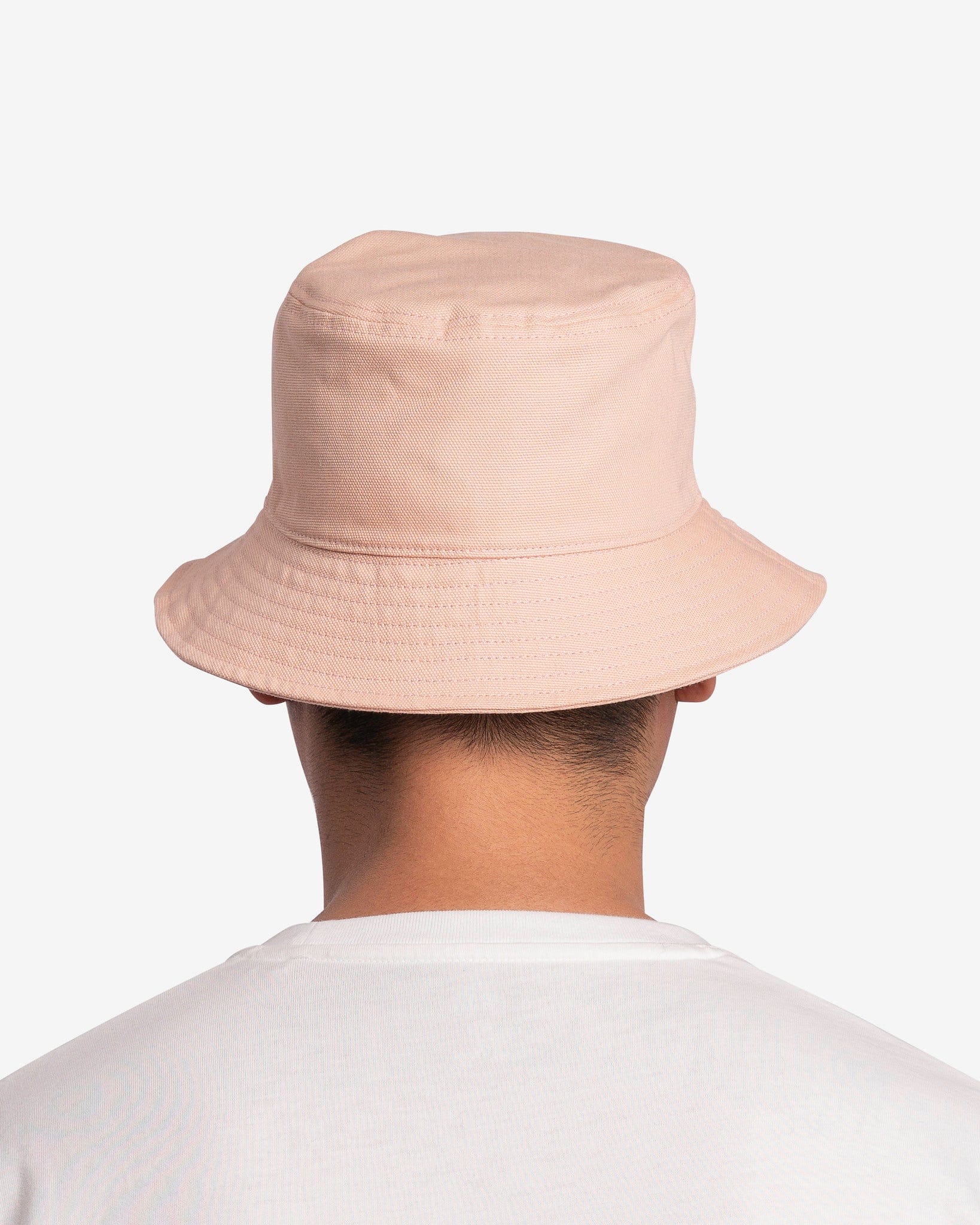 Small Leather Patch Bucket Hat in Salmon