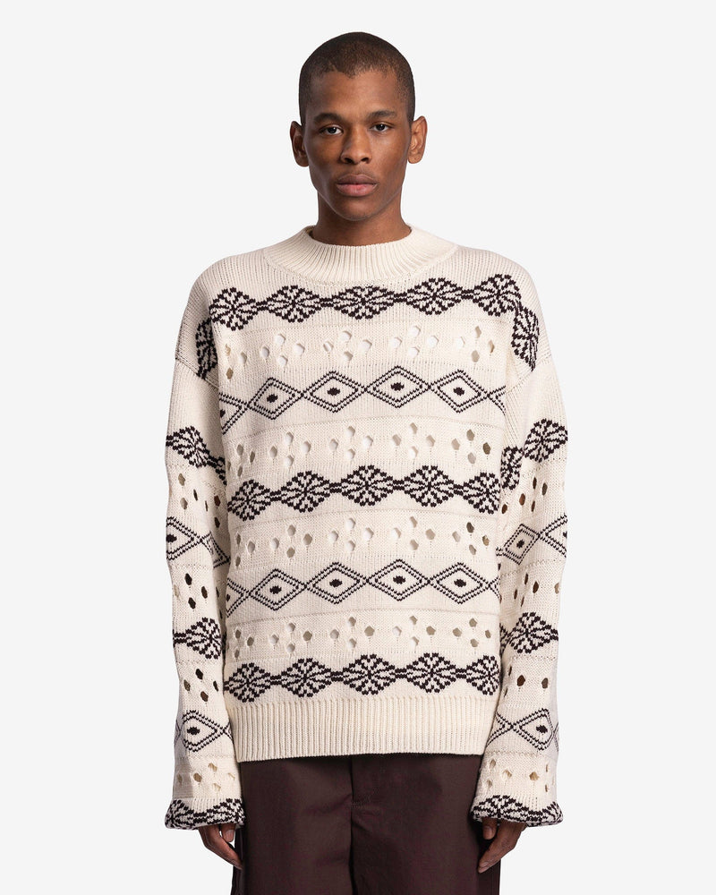 NAMACHEKO Men's Sweater Solin Crewneck in Ecru