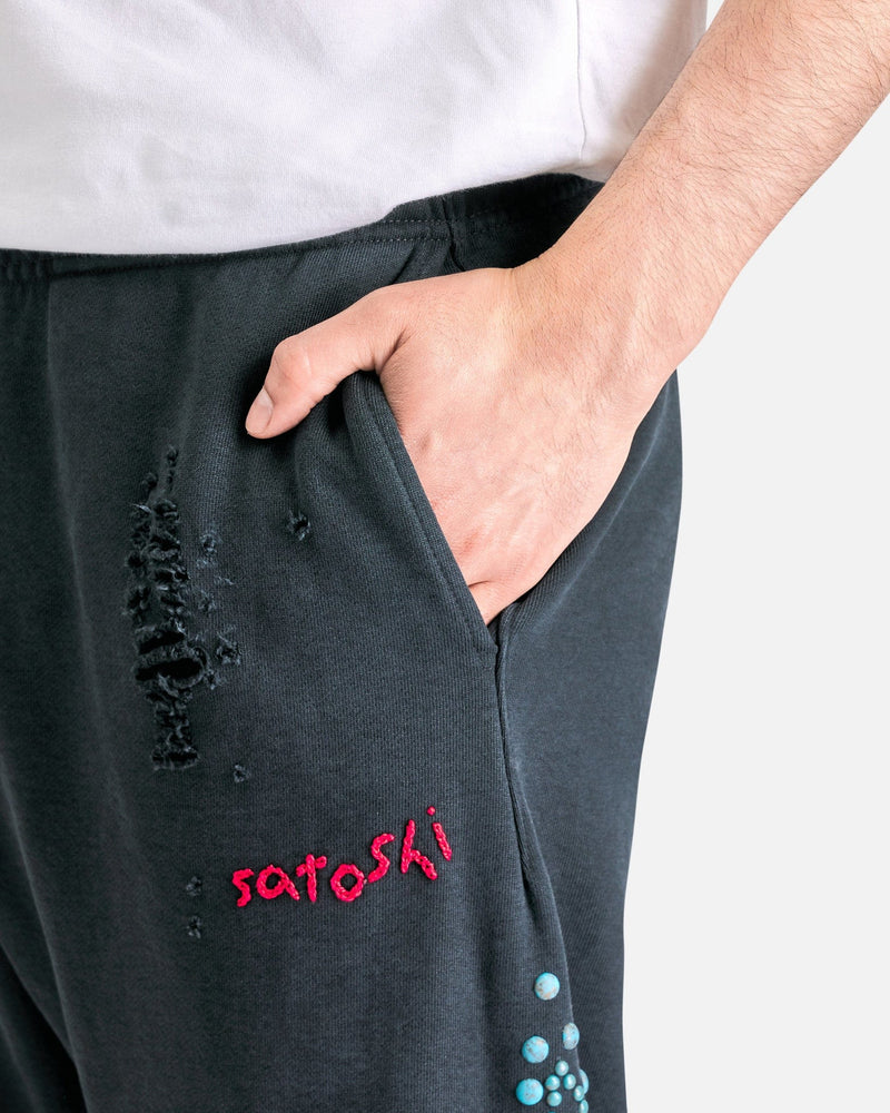 Satoshi Nakamoto Men's Pants Star Studded Sweatpant in Black