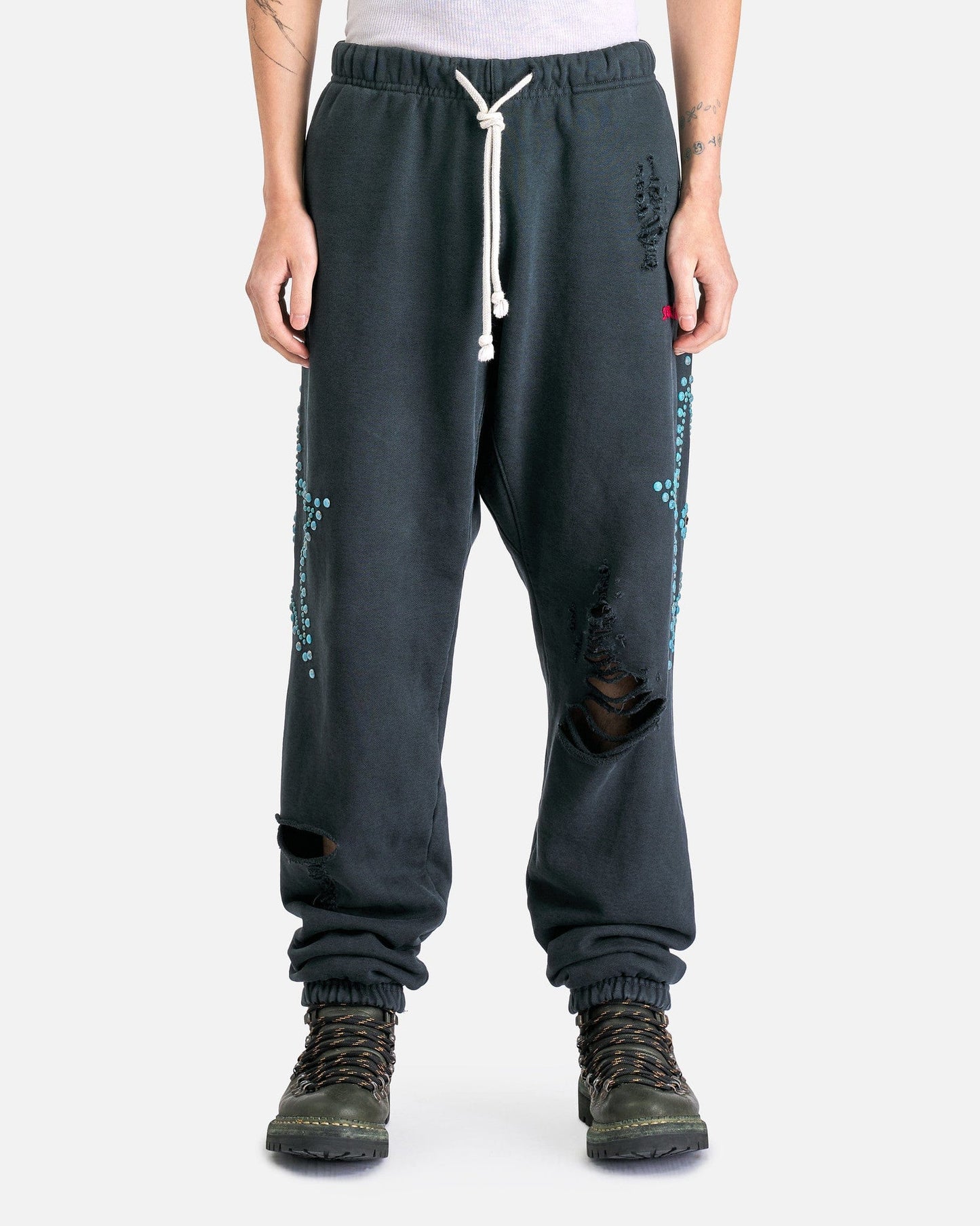 Satoshi Nakamoto Men's Pants Star Studded Sweatpant in Black